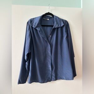 Vintage Pierre Cardin Blue Floral long sleeve blouse shirt